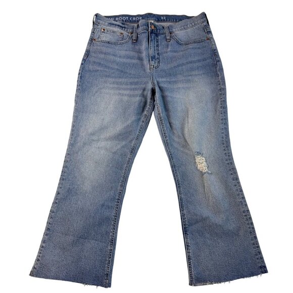 J.Crew Womens Billie Demi Boot Crop Jeans High Rise Distressed SZ 32 - Picture 1 of 9